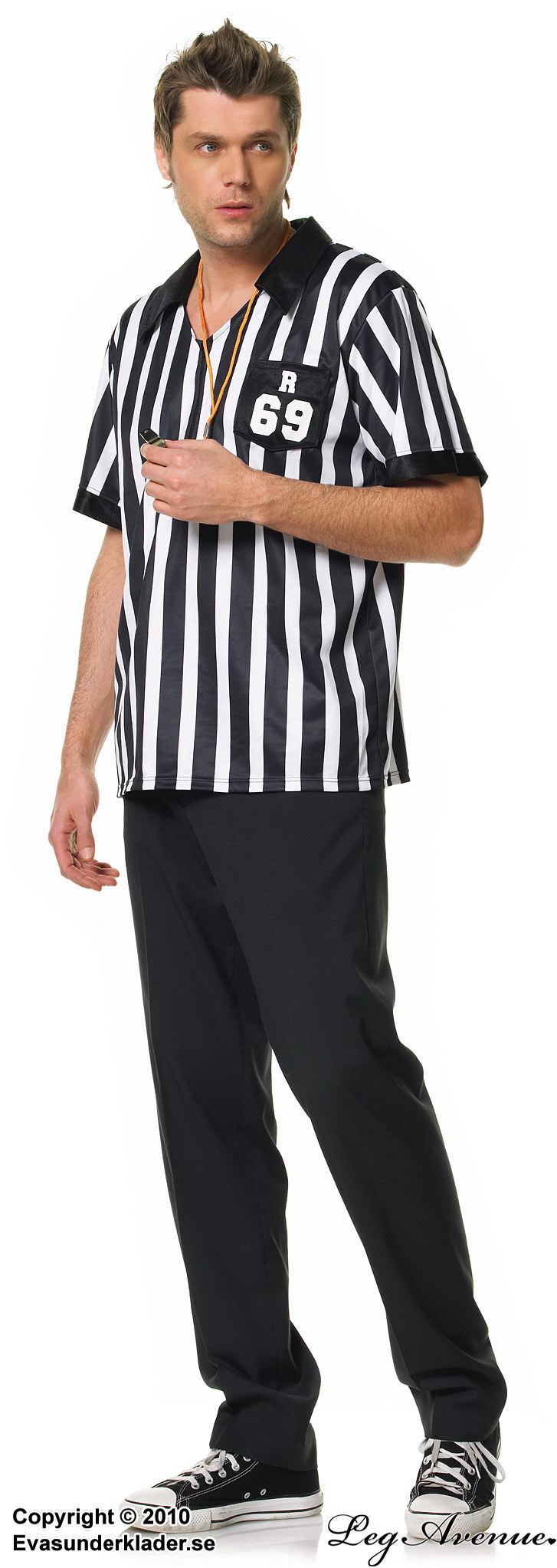 Sports referee, shirt costume, pocket, vertical stripes
